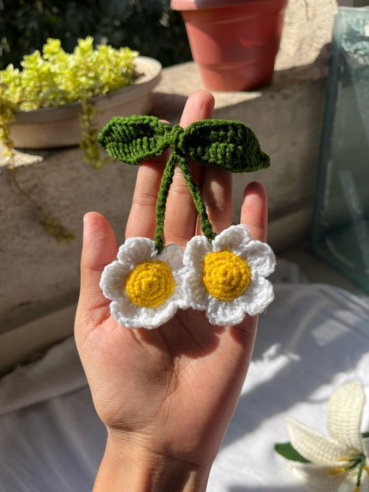 2 Pieces Cute Crochet Handmade Flower Hair Clip For Girls