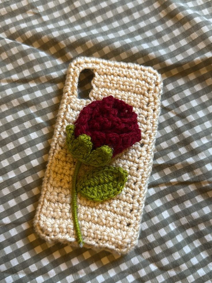 Handmade Crochet Rose Phone Case – Protective Cover