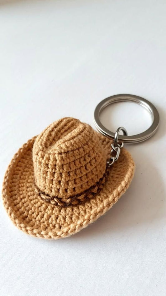Crochet Cowboy Hat Keychain – Cute Handmade Gift