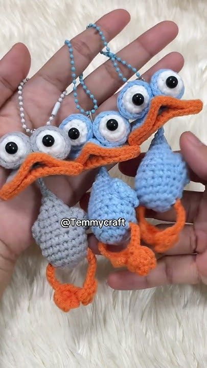 Handmade Crochet Duck Keychain Cute Gift