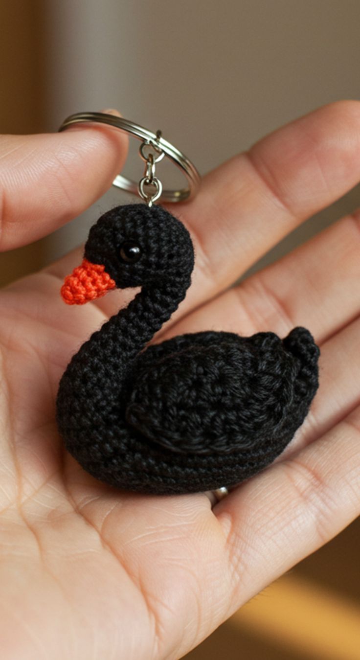 Handmade Crochet Swan Keychain Cute Gift