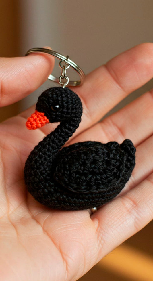 Handmade Crochet Swan Keychain Cute Gift