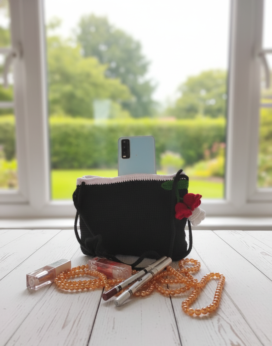 Floral Crochet Shoulder Bag Handmade