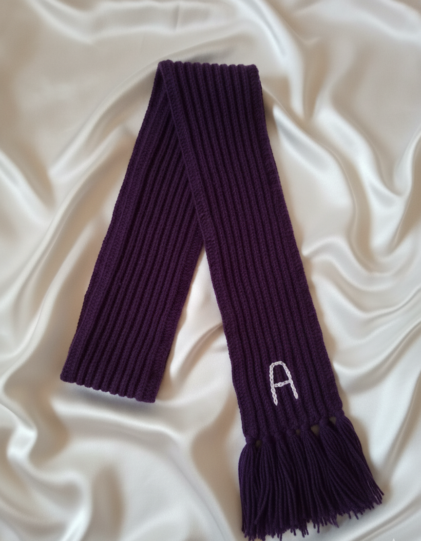 Red Crochet Handmade Scarf with Personalized Name Initial