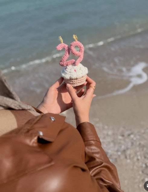Handmade Crochet Birthday Cupcake with Number