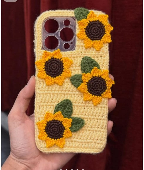 Handmade Crochet Sunflower Phone Case Cover