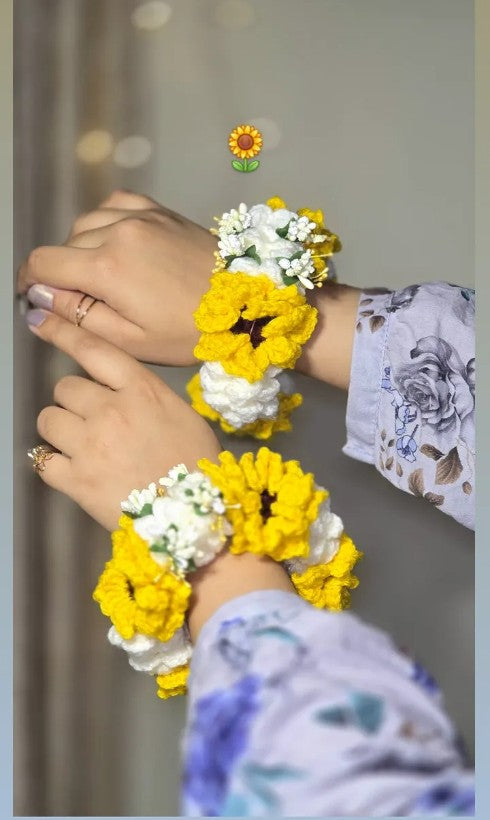 Handmade Crochet Sunflower Gajra Bracelets