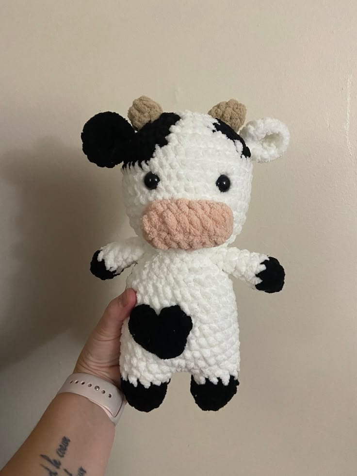 Cute Handmade Crochet Cow Plush Soft Toy
