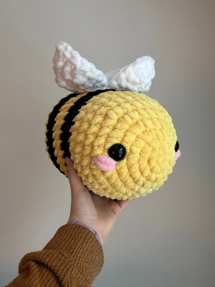 Cute Handmade Crochet Bee Plush Toy For Kids