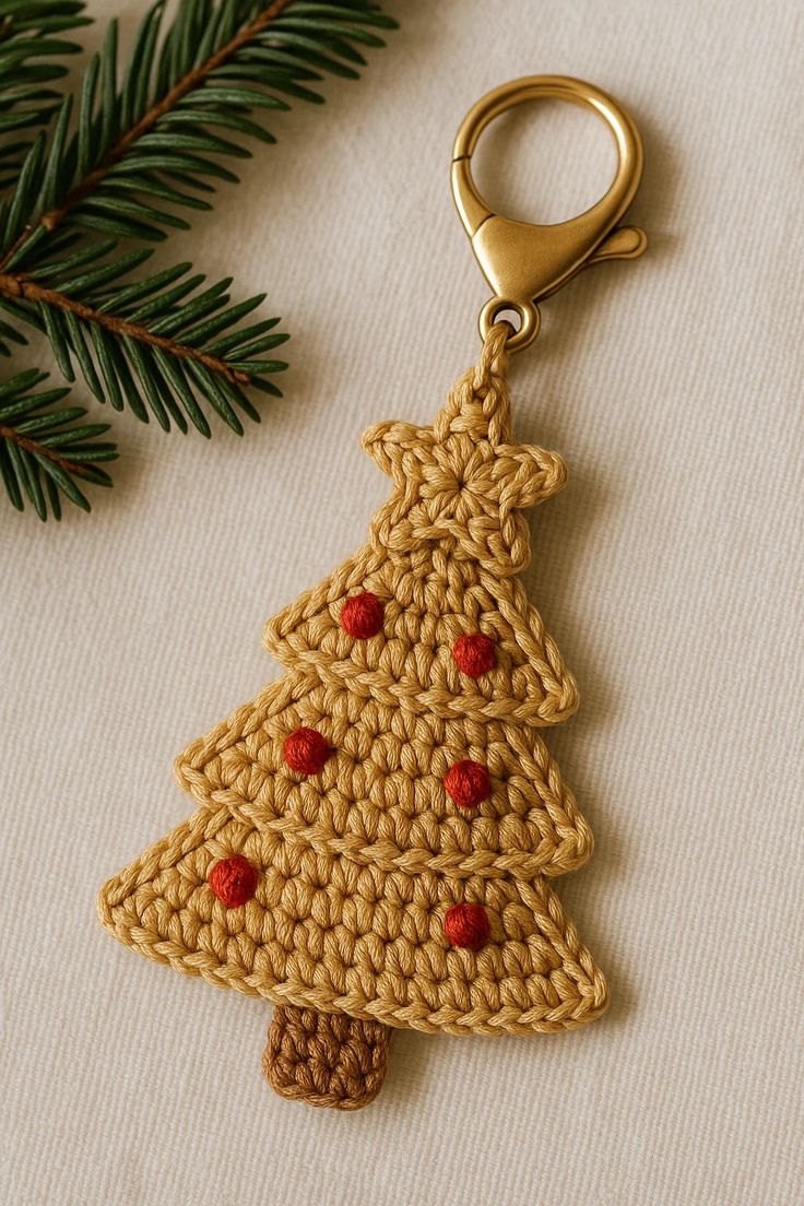 Handmade Crochet Christmas Tree Keychain