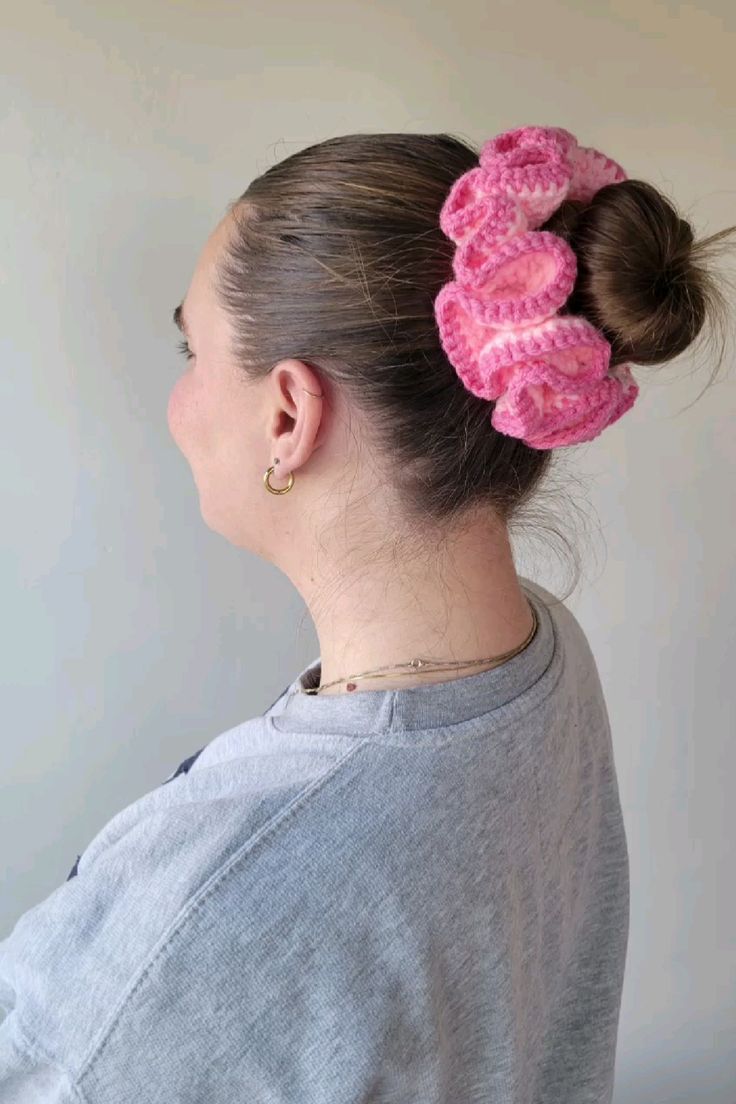 Handmade Crochet Hair Bun Cover Scrunchie For Girls