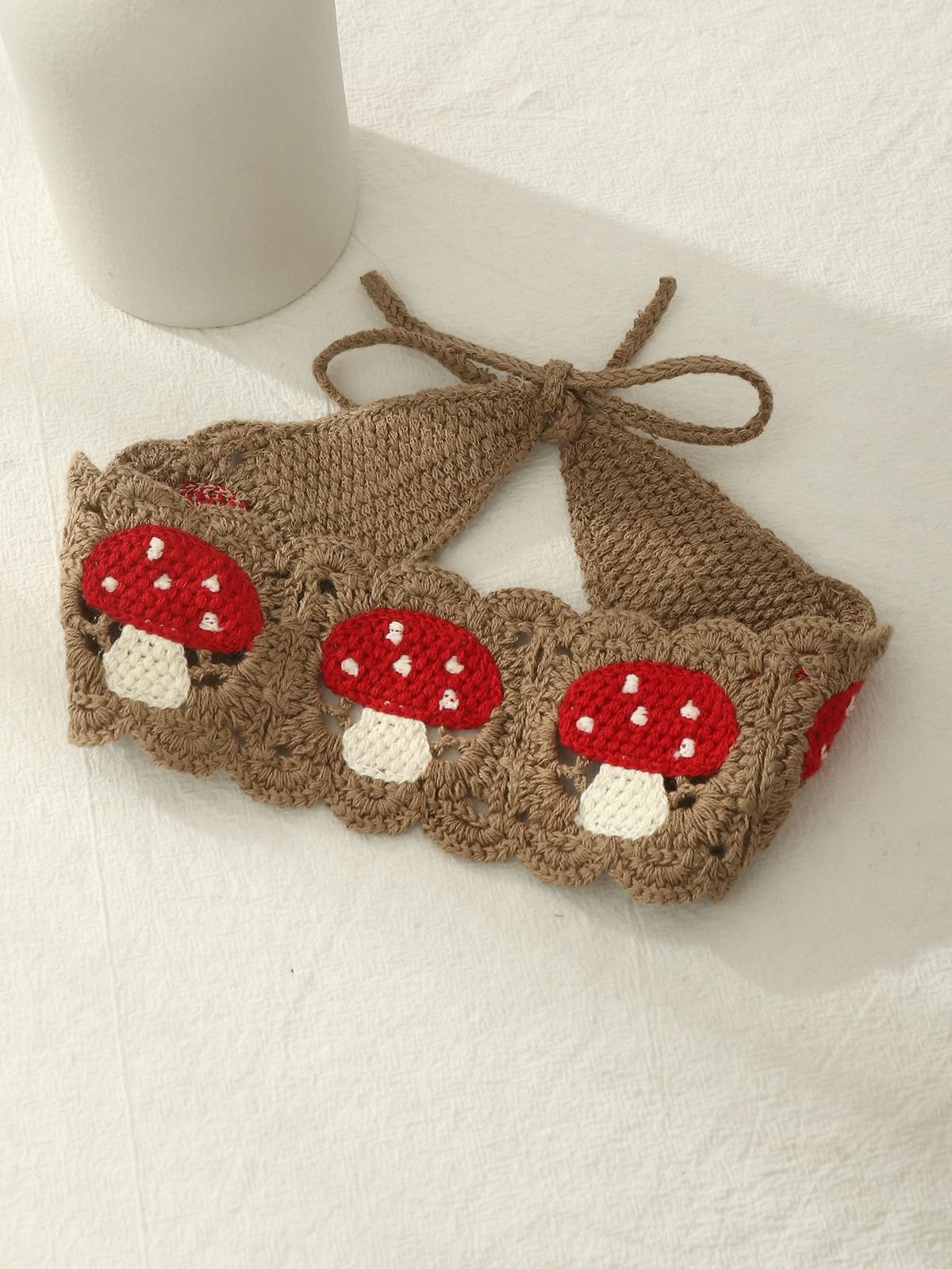 Handmade Crochet Mushroom Scallop Headband - Y2k & Cute