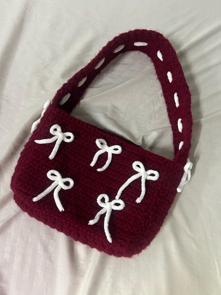 Handmade Crochet Bow Handbag for Women