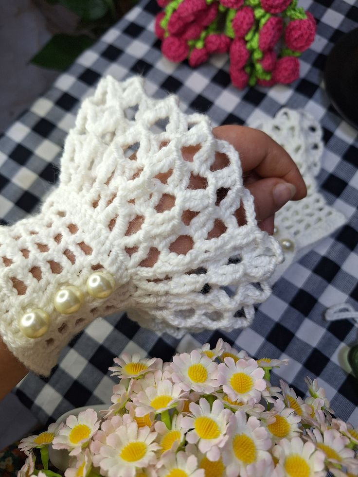Handmade Crochet Lace Wrist Cuffs-Gloves for Women