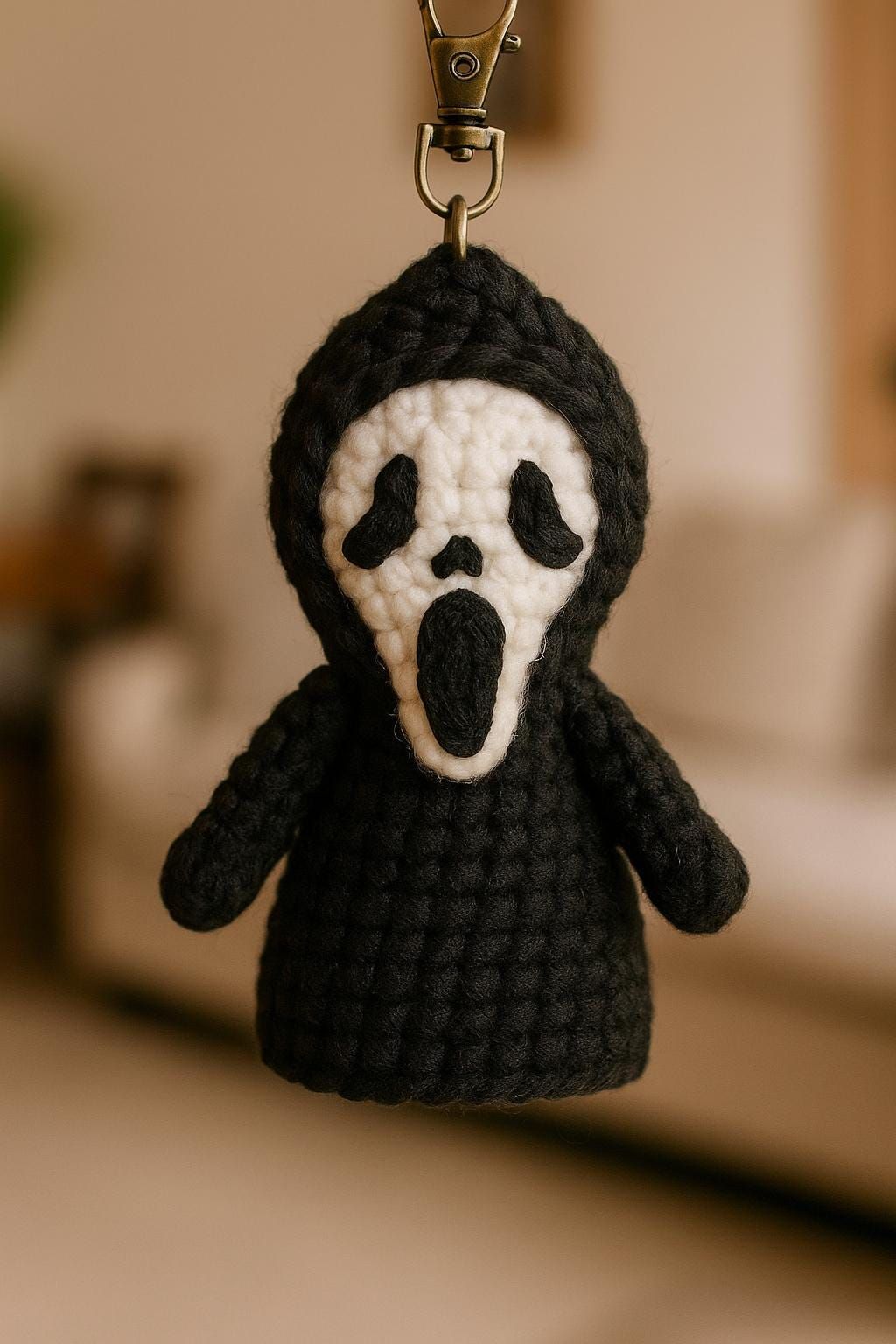 Handmade Crochet Scary Mask Keychain Doll
