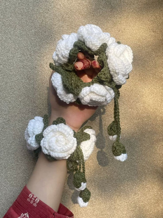 Handmade Crochet Floral Wrist Gajra Wedding Accessory Style