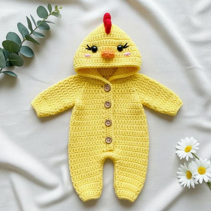 Baby Crochet Handmade Chicken Romper Costume - Dress