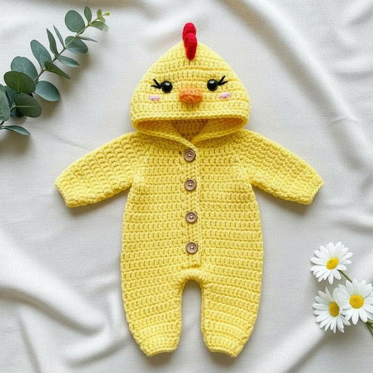 Baby Crochet Handmade Chicken Romper Costume - Dress
