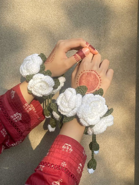 Handmade Crochet Floral Wrist Gajra Wedding Accessory Style