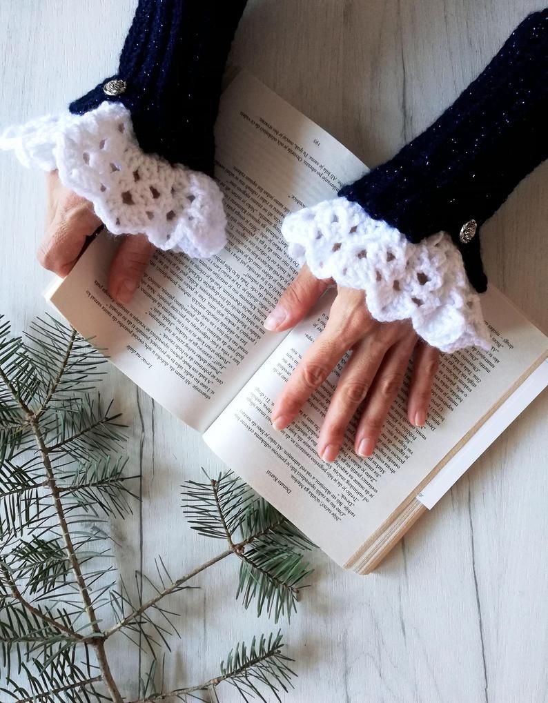 Handmade Crochet Fingerless Gloves for Women
