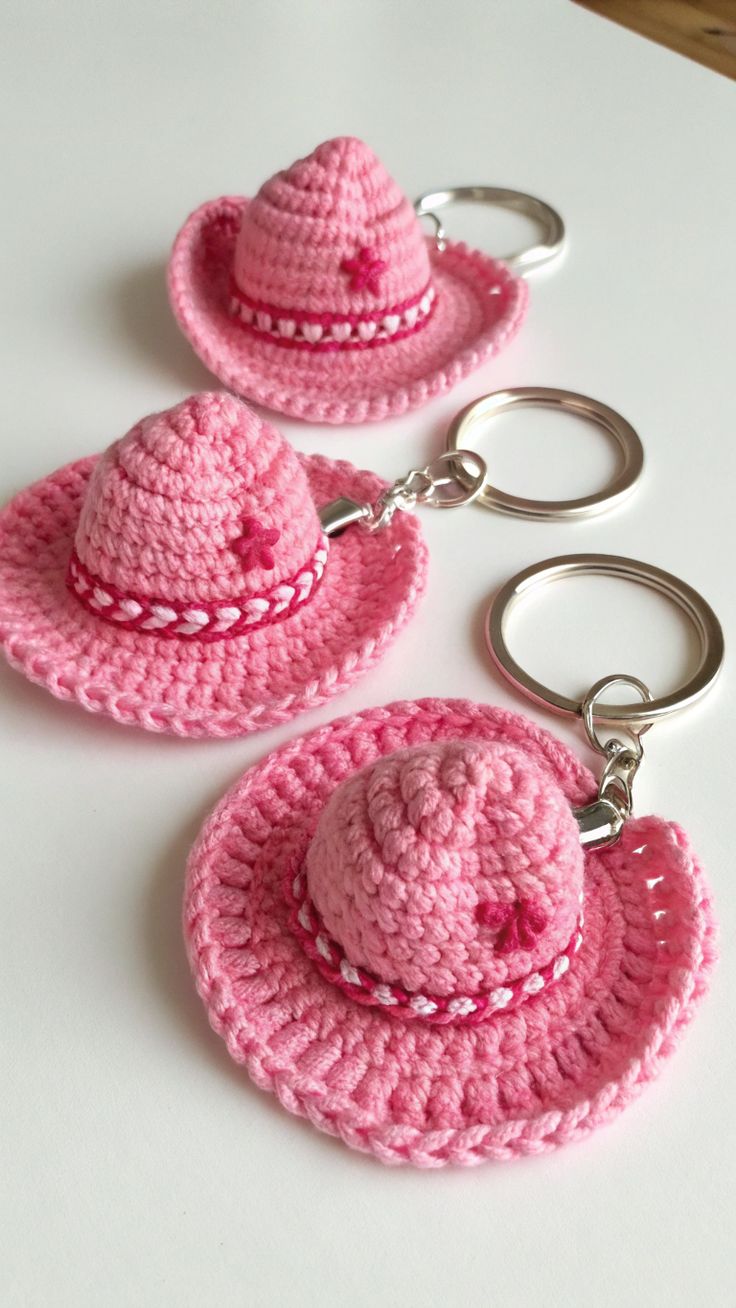 Crochet Cowboy Hat Keychain – Cute Handmade Gift