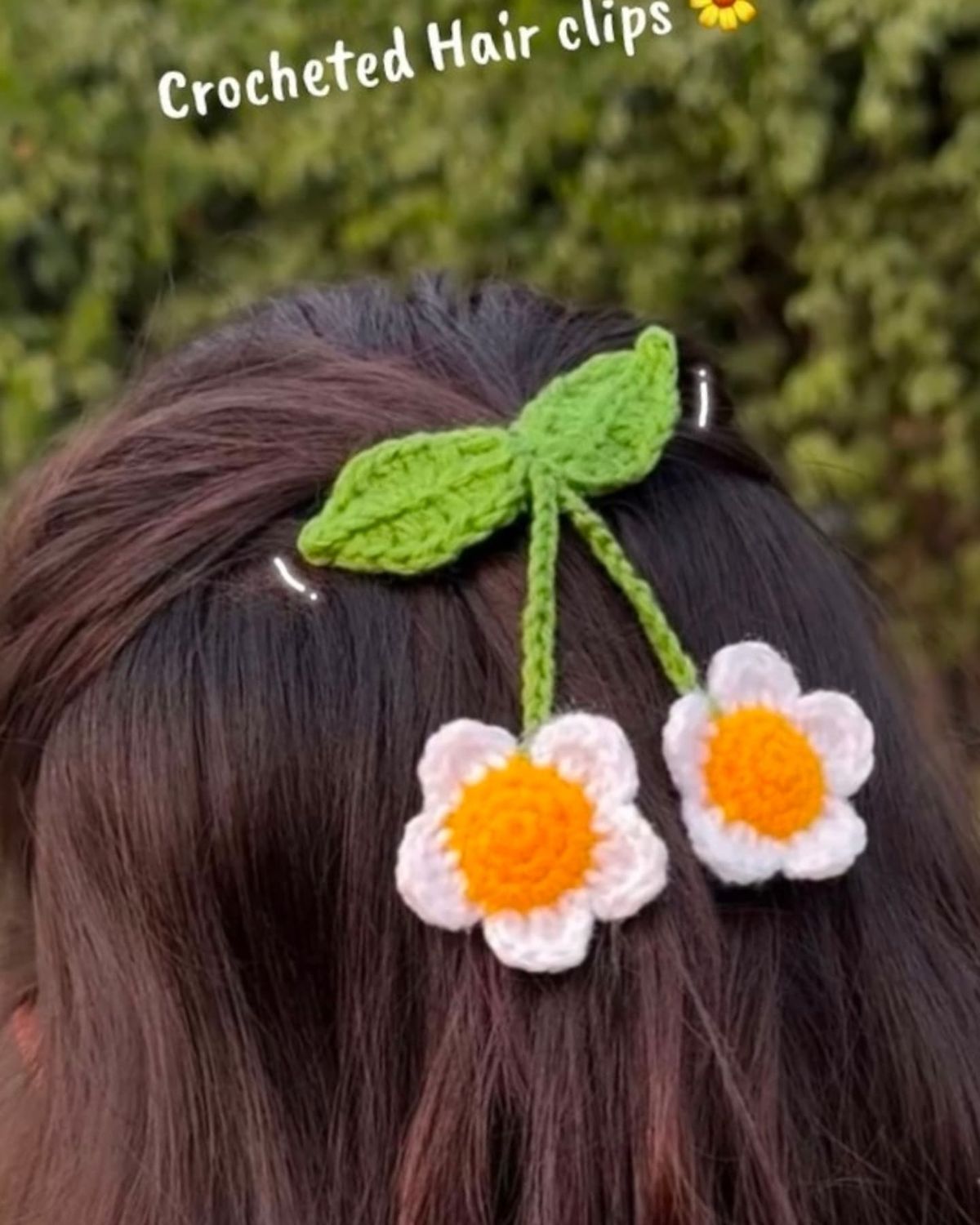 2 Pieces Cute Crochet Handmade Flower Hair Clip For Girls