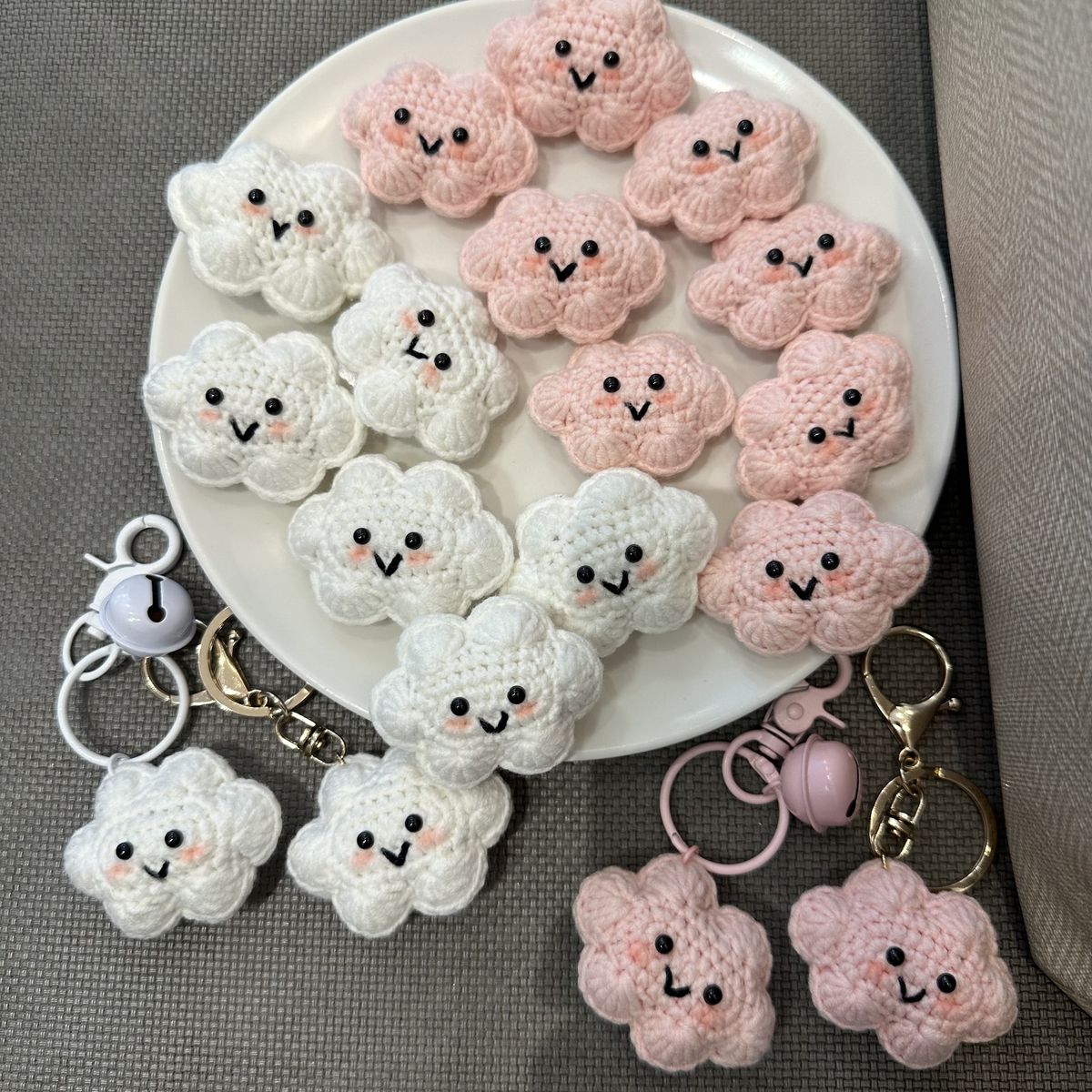 Cute Crochet Handmade Cloud Keychain for Bags and Keys