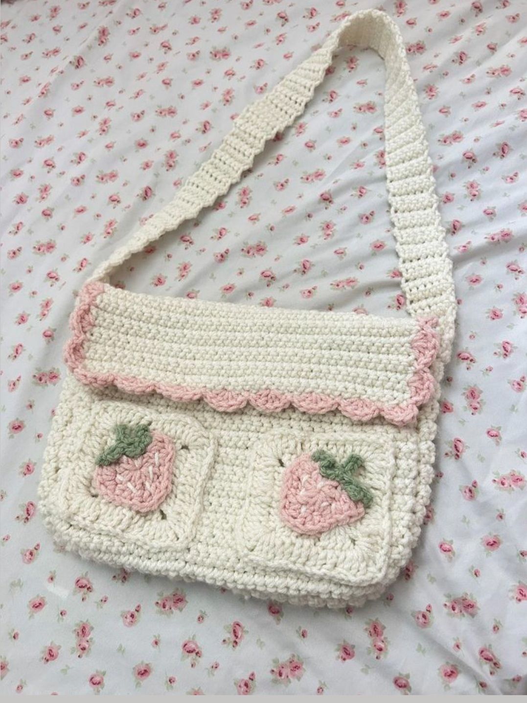 Handmade Crochet Strawberry Shoulder Bag