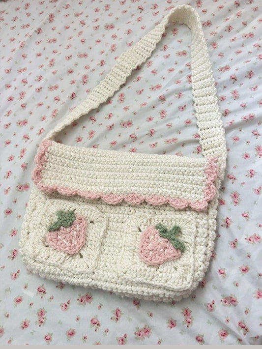 Handmade Crochet Strawberry Shoulder Bag