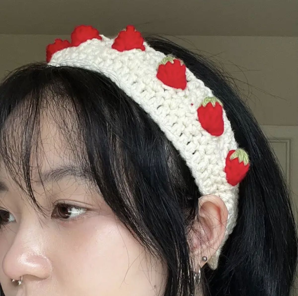 Y2K Crochet Handmade Strawberry Hairband for Girls
