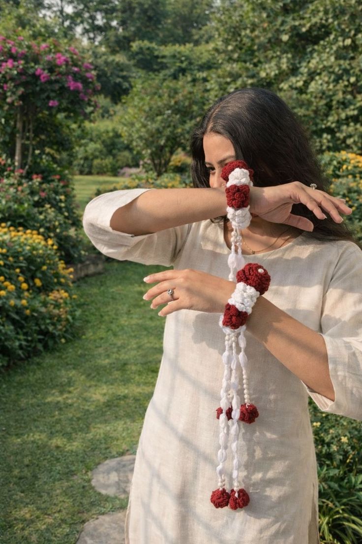 Handmade Crochet Floral Gajra Bracelet Set for Women