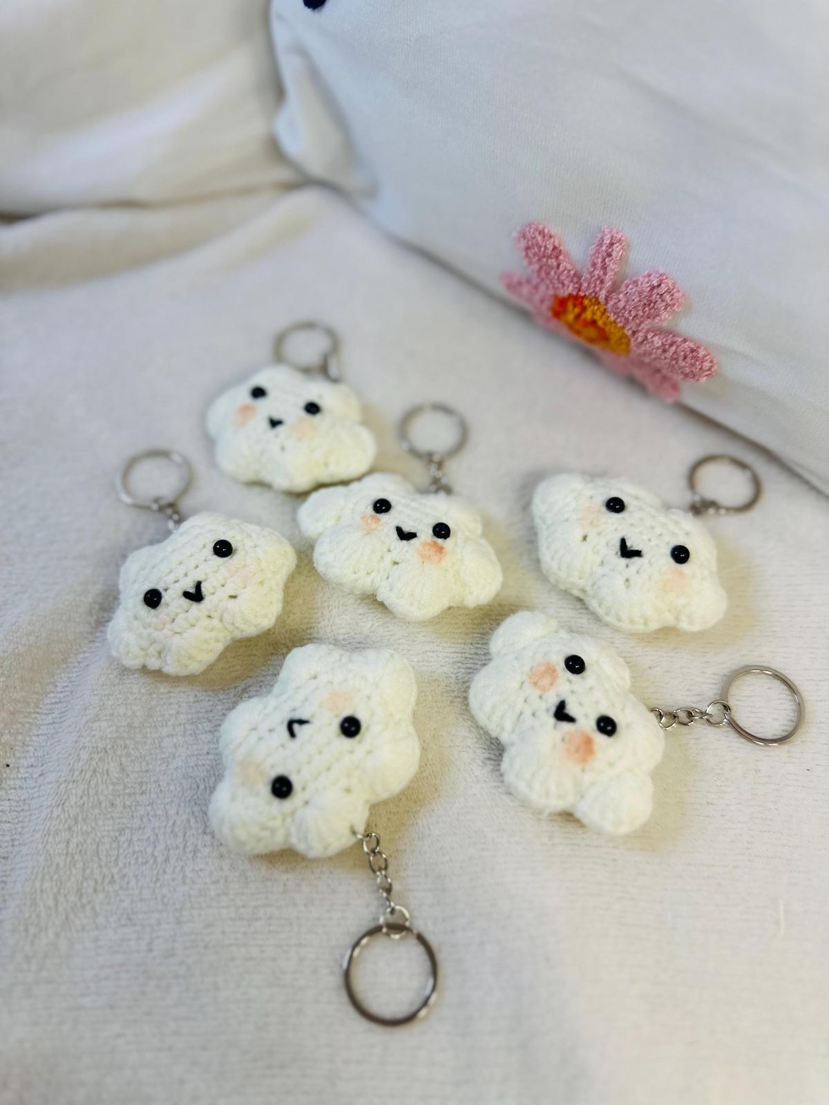 Cute Crochet Handmade Cloud Keychain for Bags and Keys