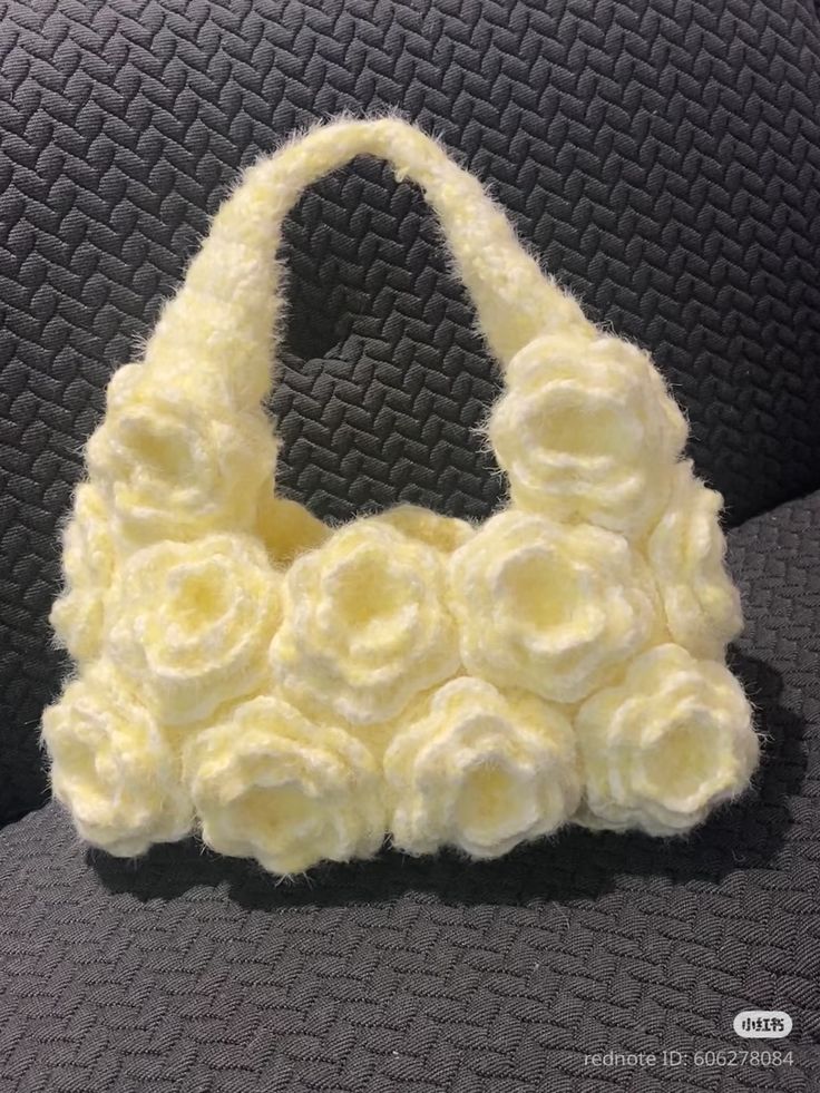 Handmade 3D Rose Crochet Clutch Bag for Women
