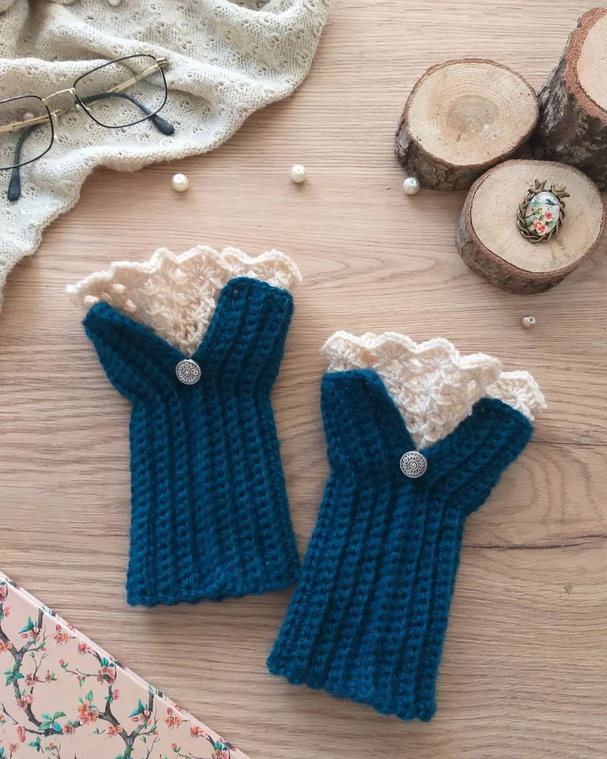 Handmade Crochet Fingerless Gloves for Women