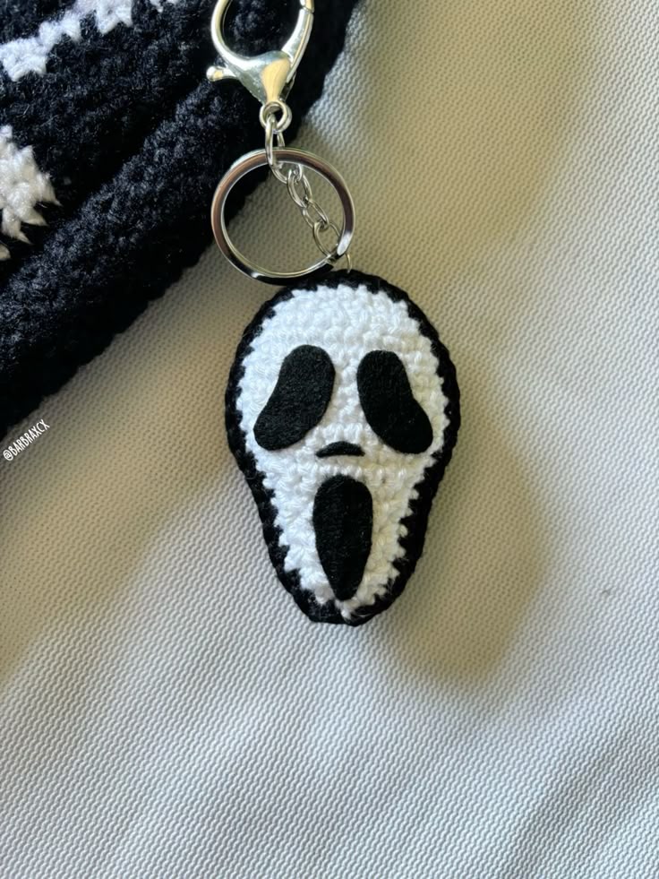 Handmade Crochet Horror Mask Keychain