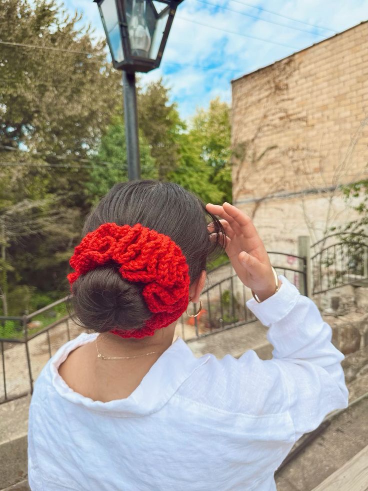 Handmade Crochet Hair Bun Cover Scrunchie For Girls