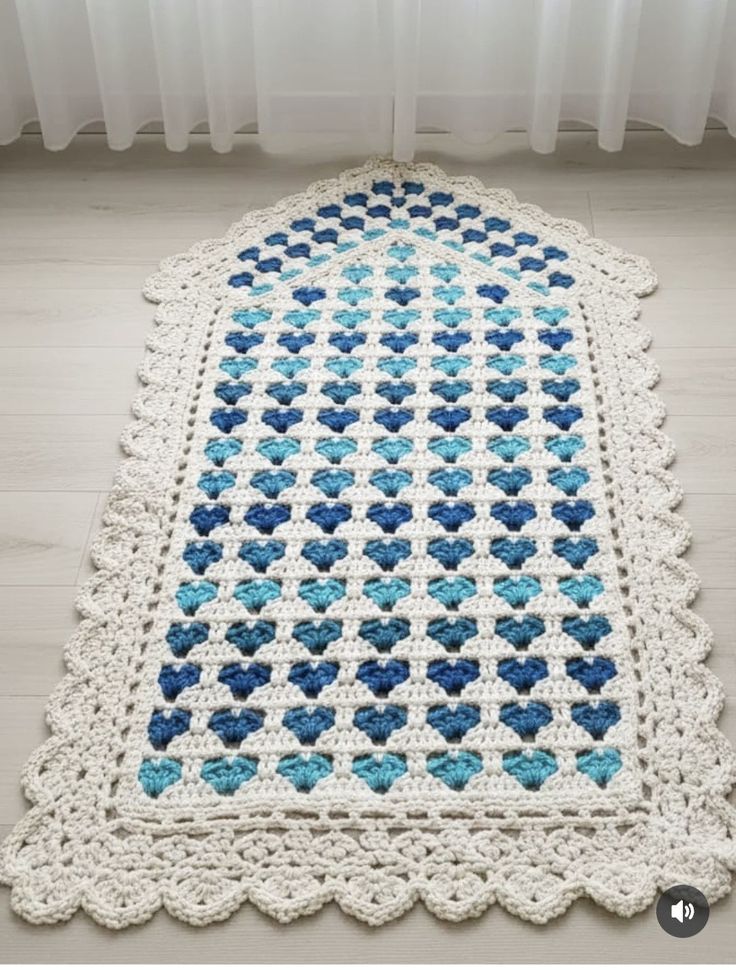 Handmade Crochet Prayer Mat for Namaz – Heart Design