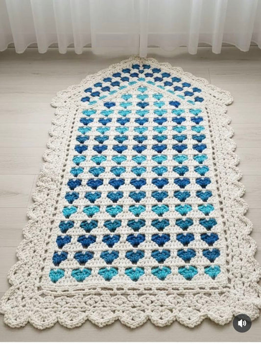 Handmade Crochet Prayer Mat for Namaz – Heart Design