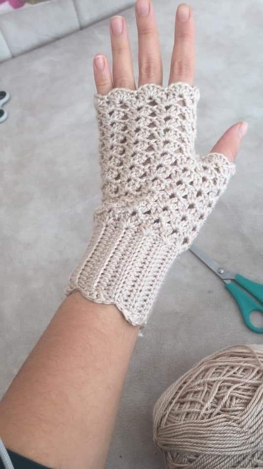 Handmade Crochet Trendy Fingerless Winter Gloves For Women