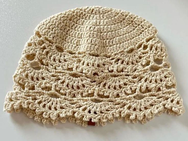 Handmade Crochet Cotton Lace Beanie Hat For Girls