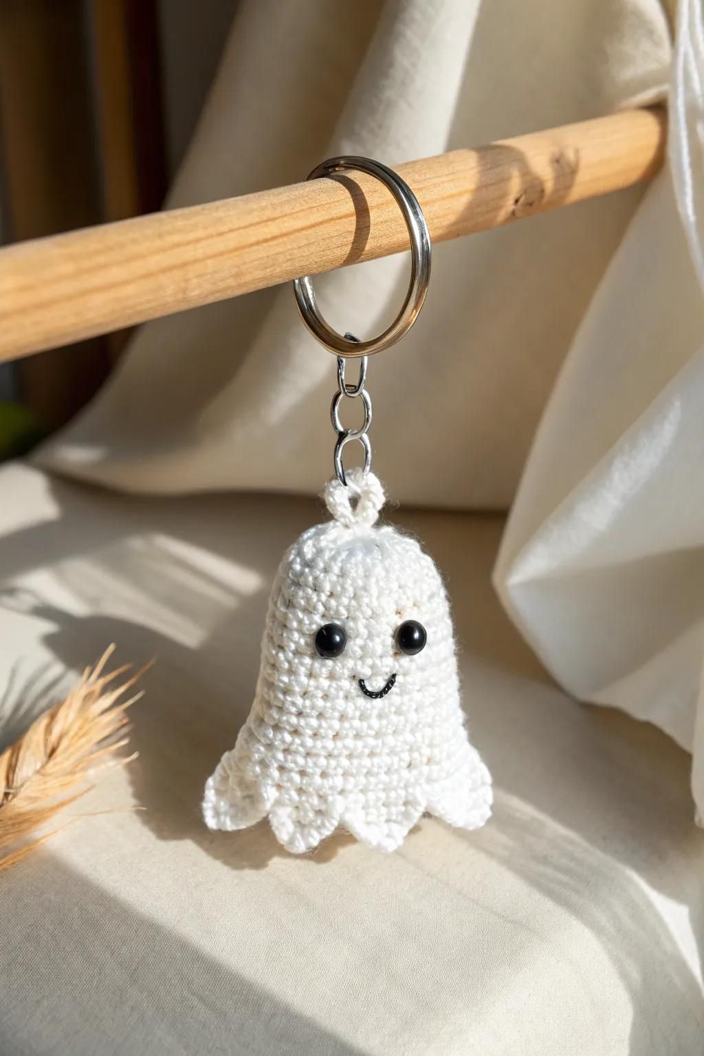 Cute Crochet Ghost Keychain Handmade Gift