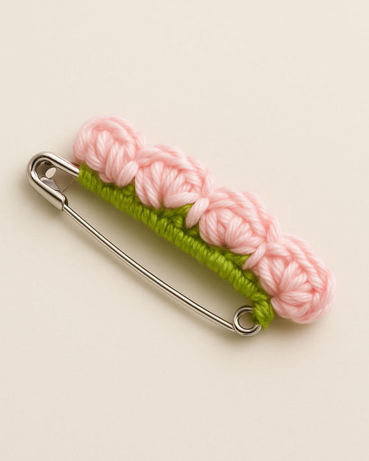 Handmade Crochet Pair of Flower Safety Pin Brooch Accessory for Her