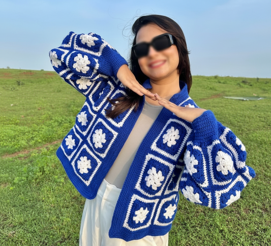 Crochet Handmade Granny Square Cardigan - Sweater for Women