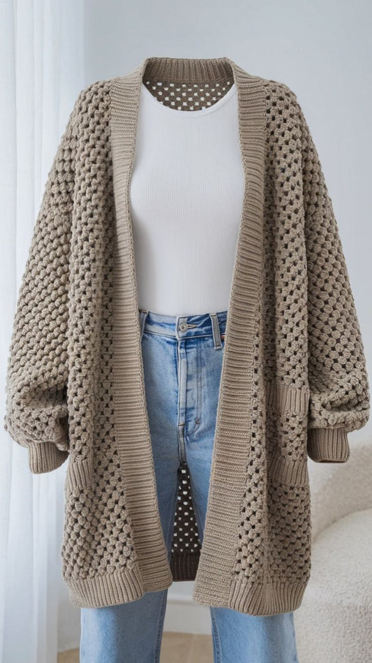 Cozy Chunky Knit Open Front Cardigan for Women