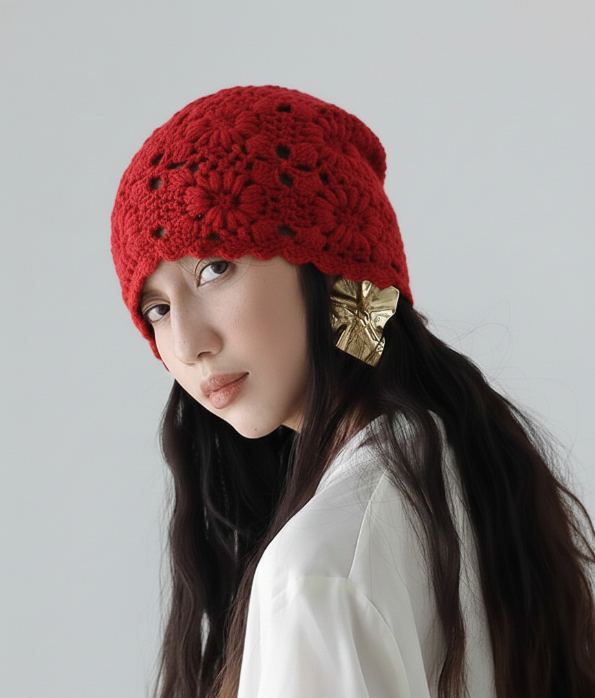 Handmade Crochet Slouchy Beanie Hat For Girls