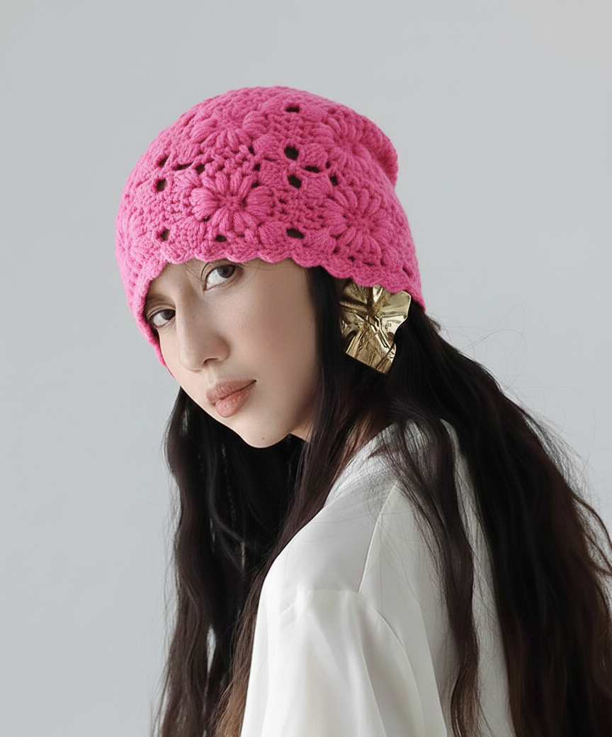 Handmade Crochet Slouchy Beanie Hat For Girls
