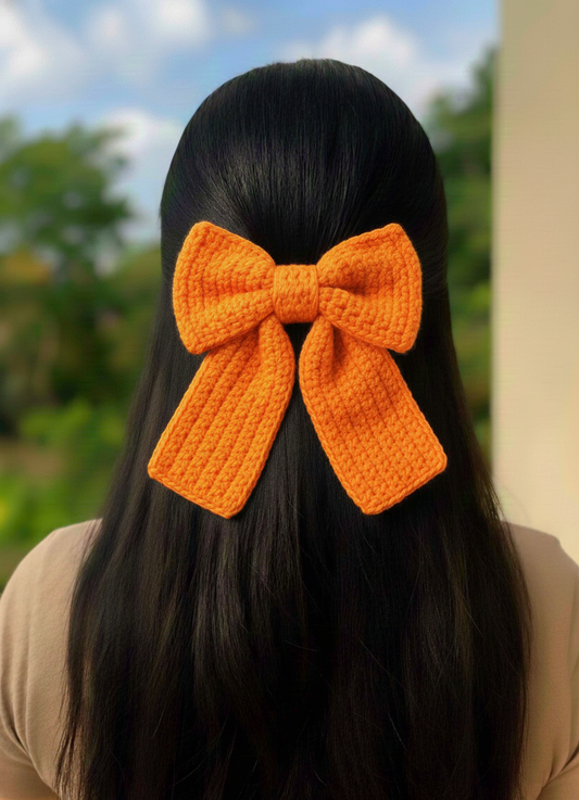 Aesthetic Crochet Handmade Bow Hair Clip for Long Hair Trendy For Girls