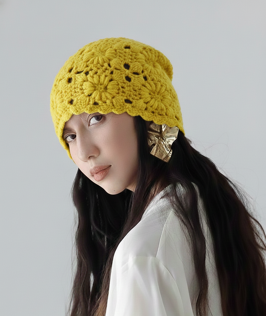 Handmade Crochet Slouchy Beanie Hat For Girls