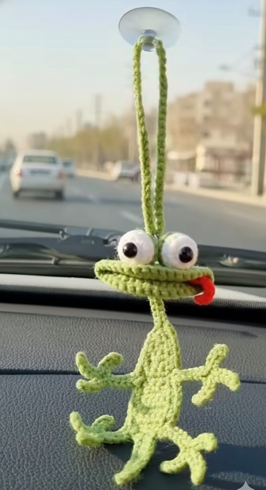 Cute Crochet Handmade Frog Car Hanging Dashboard Decor