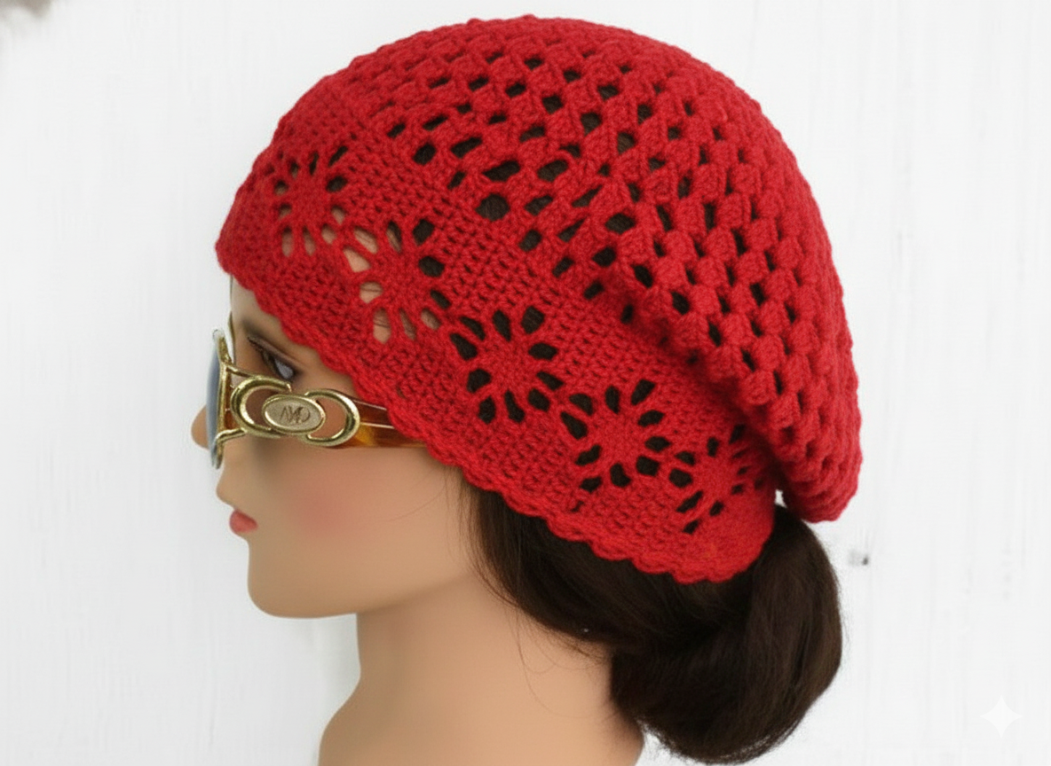 Crochet Handmade Slouchy Beanie Hat for Women LightweightXL